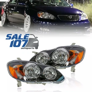 For 2003-2008 Toyota Corolla Clear Lens Headlight Black Headlamps Set Left+Right - Picture 1 of 19