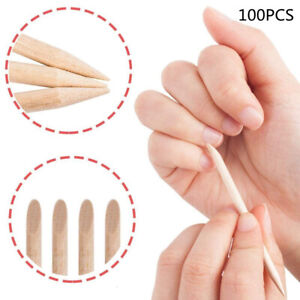 100PC Nail Art Orange Wood Sticks Cuticle Pusher Remover Manicure Pedicure Tool 