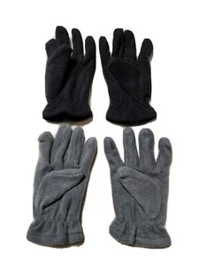 Gloves Child Fleece 2 prs. Black Gray Unisex KB0978 Boy Girl - Picture 1 of 6