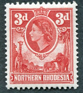 NORTHERN RHODESIA 1953 3d scarlet SG65 mint MH FG Queen Elizabeth II #A01 - Picture 1 of 1