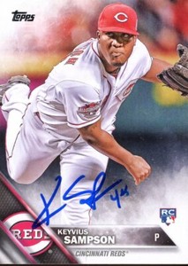 2016 Topps KEYVIUS SAMPSON Signed Card auto AUTOGRAPH RC REDS GAINESVILLE, FL