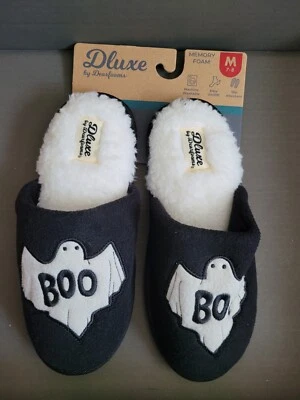 Zapatillas de Halloween Dluxe by Dearfoams para mujer talla M 7-8 BOO Foto 1 de 3