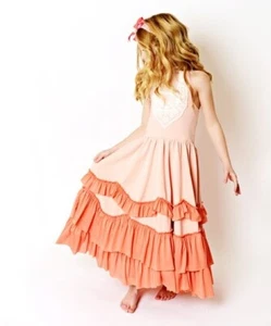 Oopsie Daisy Girl's Light Pink with Coral Ruffle Twirl Dress Size 9  NWT Easter  - Picture 1 of 5