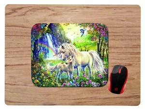 BEAUTIFUL UNICORNS WATERFALL RAINBOW BUTTERFLIES MOUSEPAD HOME OFFICE NEOPRENE - Picture 1 of 1