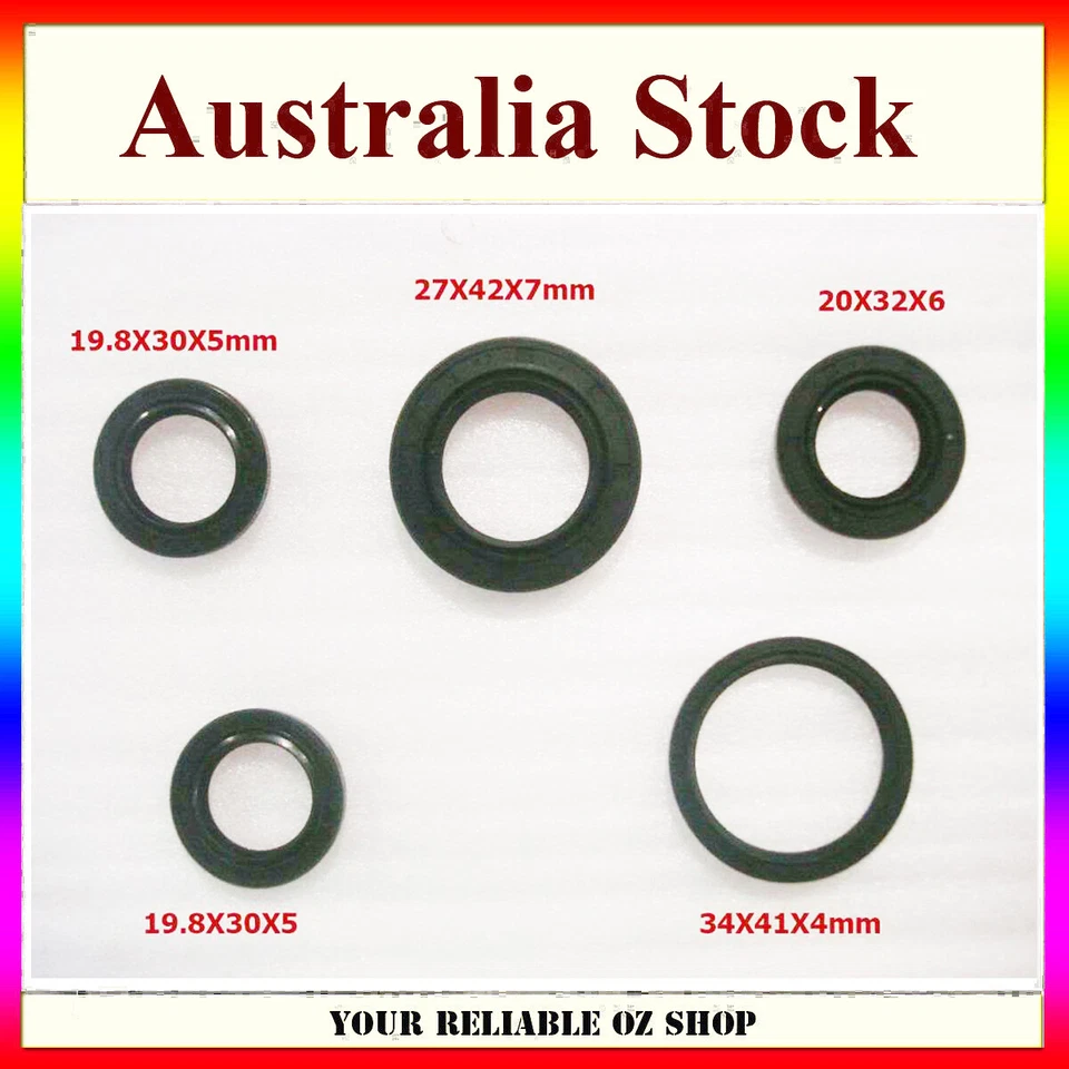 5 Pcs Oil Seals Kit For 19.8x30x5mm 27x42x7mm 20x32x6mm 19.8x30x5mm 34x41x4mm - image 1 of 2