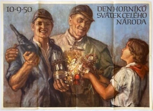 Original Vintage Poster MINER'S DAY - CELEBRATION - SOCIALISM - COMMUNISM - 1950 - Picture 1 of 14