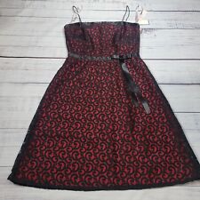 DE LARU by sheila yen Red Black Gothic Party Lace Dress Mini NWT Sz 11/12 