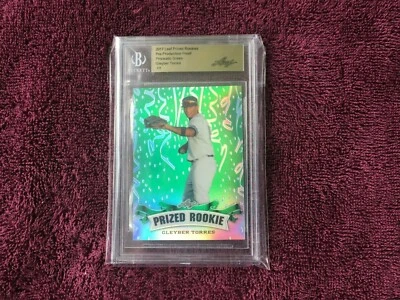 Refractor de metal Gleyber Torres Leaf Prized Rookie 2017 prueba de novato 1/1 PSA BGS Foto 1 de 3