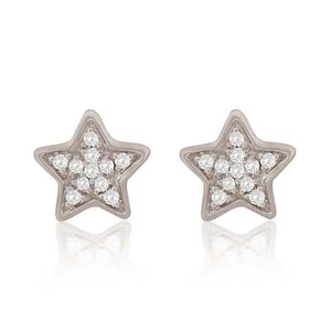 Suzy Levian 14K Weißgold 0,06 cttw Pave Diamant Stern Ohrstecker 0,06 rund - Bild 1 von 2