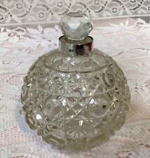 Vintage Solid Silver Collar Hob Nail Cut Glass Perfume Bottle