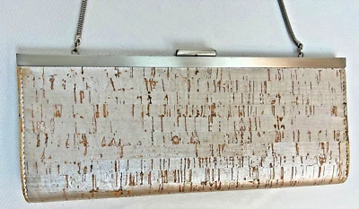 🍒 Bolso sin asas Banana Republic con rollo de corcho metálico plateado con correa de cadena 🍒 Foto 1 de 4