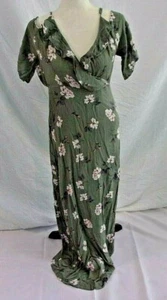 Romeo + Juliet Couture Cold Shoulder Maxi Dress Size M Sage Green & Pink Floral - Picture 1 of 3
