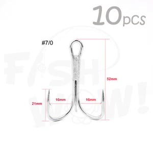 10 Stück 7/0 Angeln 3x Drillinge Nickel Haken super scharf Fisch WOW!® Premium Qualität - Bild 1 von 6