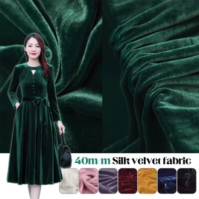 High-End Velvet Fabric Mulberry Silk Cloth Solid Color Gold Velvet Dress Fabric - Image 1 of 4