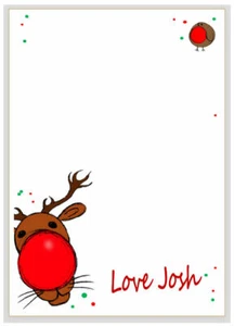 14 PAPEL DE NOTA personalizado, carta de mensaje de Navidad - renos forrados/navidad en blanco  - Imagen 1 de 11