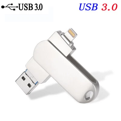 OTG Metal USB 3.0 Flash Drive Memory  Stick  For iPhone X 11 12 iPad 16/64/256GB - Image 1 of 4