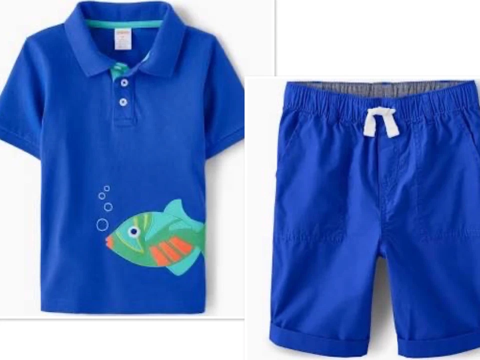NEW BOYS SAVE THE SEAS  FISH SHORTS AND TOP OUTFIT SIZE 7 BY GYMBOREE * - Image 1 of 1