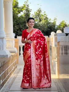Party Wear Saree Blouse Bollywood Bridal Silk Bollywood Sari Indian Wedding New - Picture 1 of 169