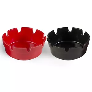 2er Set Kunststoff Aschenbecher, Mülleimer, 1 schwarz & 1 rot, rund, 4" - Bild 1 von 3