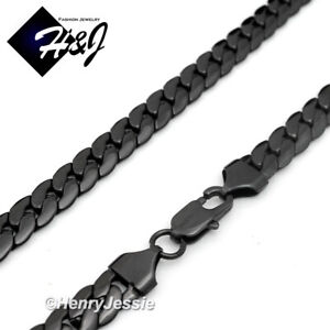 18-40"MEN Stainless Steel 3/4/6/8mm Black Plated Miami Cuban Chain Necklace*B155