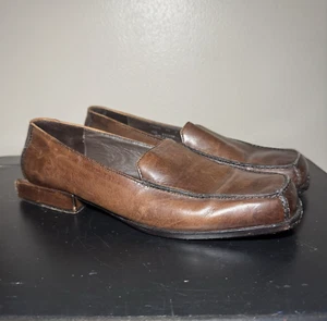 Cole Haan Studio Damengröße 8,5 B braune Leder-Halbschuhe eckige Zehenpartie Blockabsatz - Bild 1 von 14