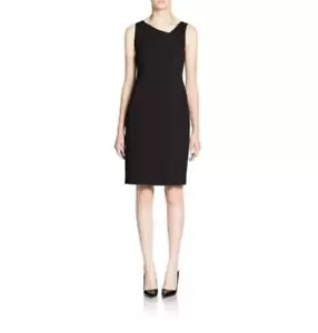 Eileen Fisher Plus Sz LBD Asymmetrical Black Lined Stretch Sheath Dress Size 24W - Picture 1 of 5