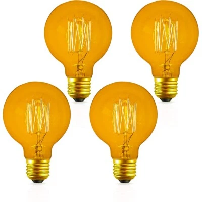 ELECTRONIX EXPRESS 4 Pack of Dimmable G80 Vintage Edison Light Bulbs, 60W 2200K Amber Glow