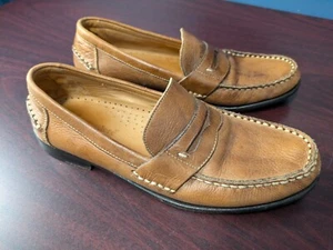 Belvedere Men's Size 10 D Michelle Pebbled Leather Brown Penny Loafers Brazil - Picture 1 of 20