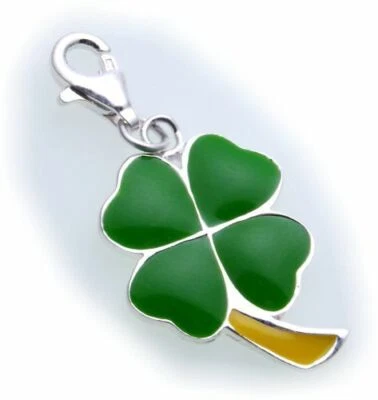 Ciondolo Quadrifoglio Vero Argento 925 Charms Sterling Trifoglio Nuovo - Immagine 1 di 2