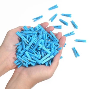 100PCS Mini Blue Clothespins Baby Shower Games 1.4" Party Decoration Clips - Picture 1 of 6