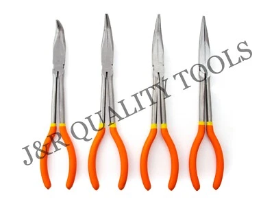 4pcs 11" Long Needle Nose Pliers Set Straight,45 Degree,90 Degree And "S" Curved - Image 1 of 3