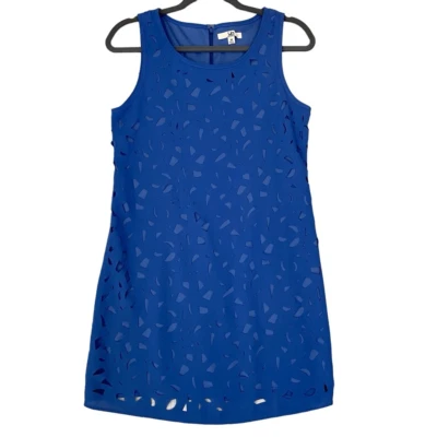 Vestido recto Ya Los Angeles azul real sin mangas, detalles recortados con láser talla M Foto 1 de 4