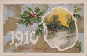 New Year, Winsch Year 1910 Postcard 6552d2 MR ALE Embossed Posted - Picture 1 of 7
