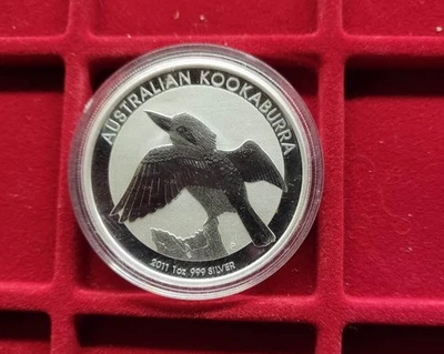 2011 Australien Kookaburra 1 dollaro 1 oncia argento 999 capsula - Immagine 1 di 2