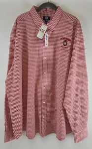 University Of Wisconsin Alumni Red Check Cutter Buck Button Down Shirt XXXL New - Picture 1 of 13