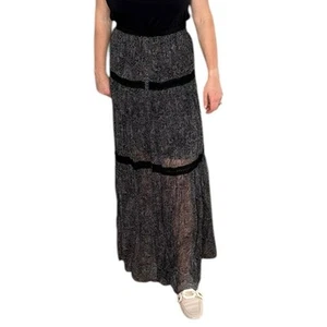 Maxi Falda ELIE TAHARI Negra Blanca Floral Seda Para Mujer Talla Pequeña Parcialmente Línea - Imagen 1 de 12