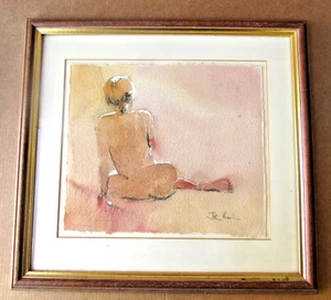 Nude Study Watercolour Sketch 'Relaxed', by John Bastin Framed - Picture 1 of 1