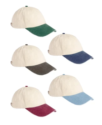 Contrasto Picco Profilo Basso Vintage Cappello Baseball Beechfield 100% Cotton - Immagine 1 di 3