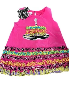 Allison Ann Birthday Cake Dress Girls Size 4 Ruffles Pink Soft Gem Stone Candle - Picture 1 of 5