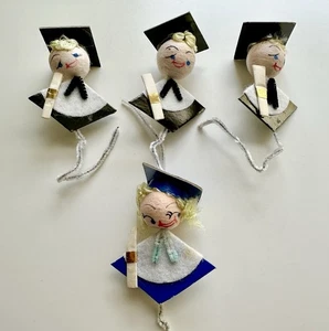 LOT Vintage GRADUATION Spun Cotton Head Boy Girl Chenille Picks/Stems - Picture 1 of 11