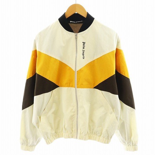 Giacca Uomo Palm Angels Color Block Logo Beige Giallo Marrone 46 M Usata