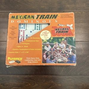 VINTAGE 1996 Mexican Train Dominoes Professional Set w/Leatherette Case - Picture 1 of 9