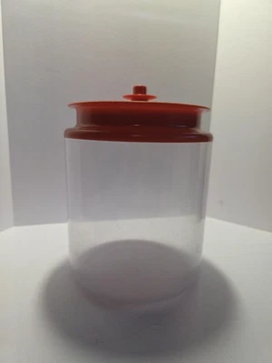 Tupperware Plastic Canister Jar with Lid Clear Orange Kitchen Storage Container - Image 1 of 4