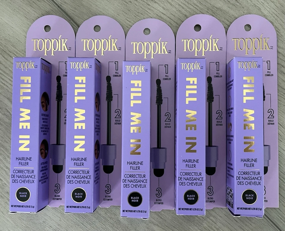 Toppik Fill Me In Hair Line Filler (Black Noir) Fórmula de larga duración Lote de 5 Foto 1 de 1