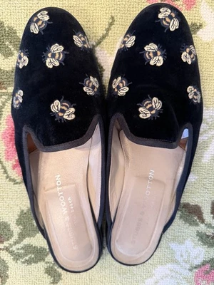 Mules Stubbs & Wootton de terciopelo para mujer talla 9 ligeramente usadas Foto 1 de 4