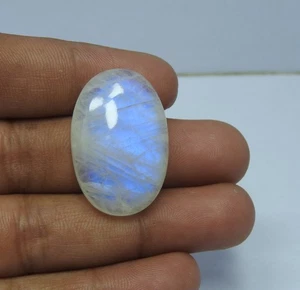 40.00 Cts Blue Fire Moonstone Oval Natural Cabochon Best For Pendant 19x29x7 mm - Picture 1 of 9