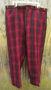 Vintage Woolrich 1940 -50's Black Red Plaid Hunting Pants 42 Great Condition - Picture 1 of 9