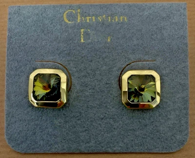 Pendientes Disfraz Christian Dior Pierced Piedras Verde/Ámbar Foto 1 de 4