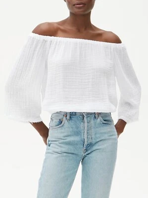 RAG & BONE MUJER BLANCO DIBUJADO FUERA DEL HOMBRO TOP, NUEVO CON ETIQUETAS $250, XS Foto 1 de 4