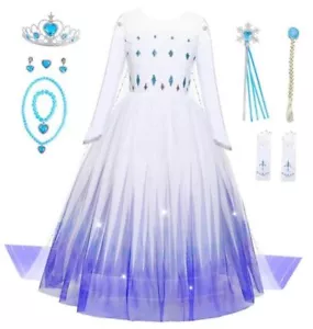 Girls Princess Costumes Snow Queen Princess 4T-4/110 White(with Accessories) - Picture 1 of 7